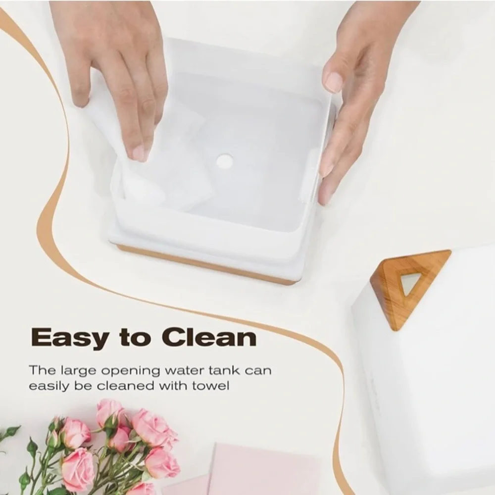 NIB Square White and Light Wood Essential Oil Diffuser
